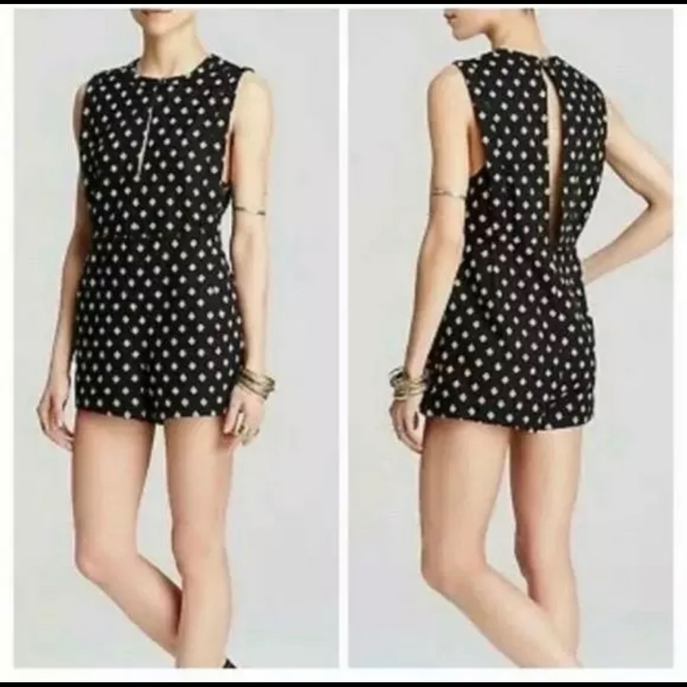 Free People Ashley Romper Black White Print